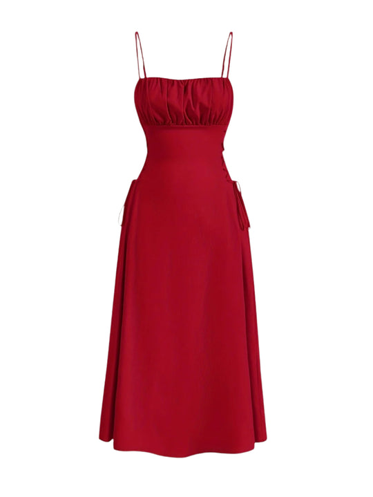 Damen Cami-Kleid Raffung Hochwertiger Stoff für Abendveranstaltungen 0