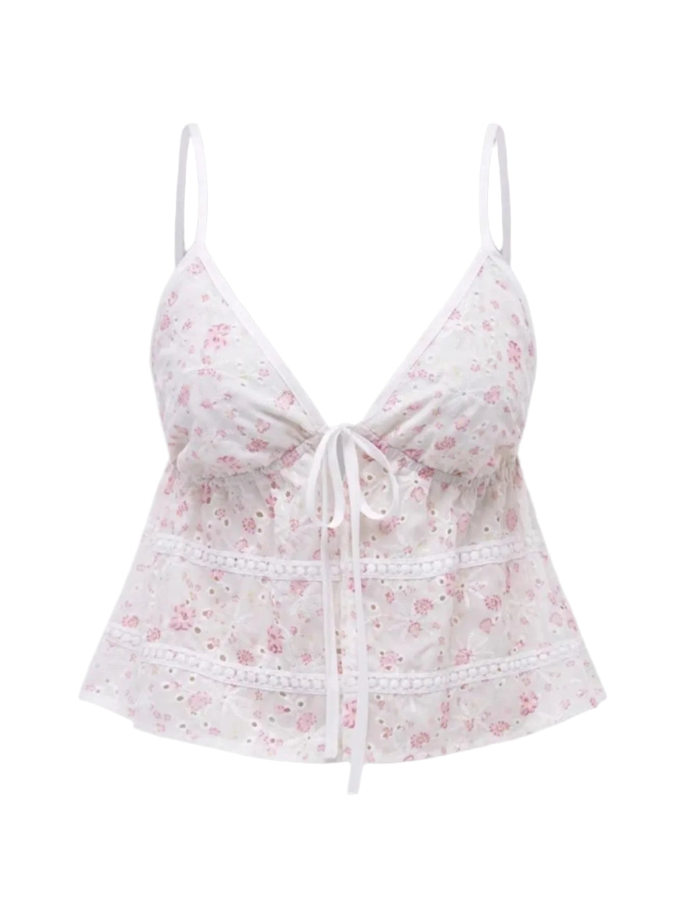 Damen Cami mit floralem Druck und gebundenem Vorderteil 0