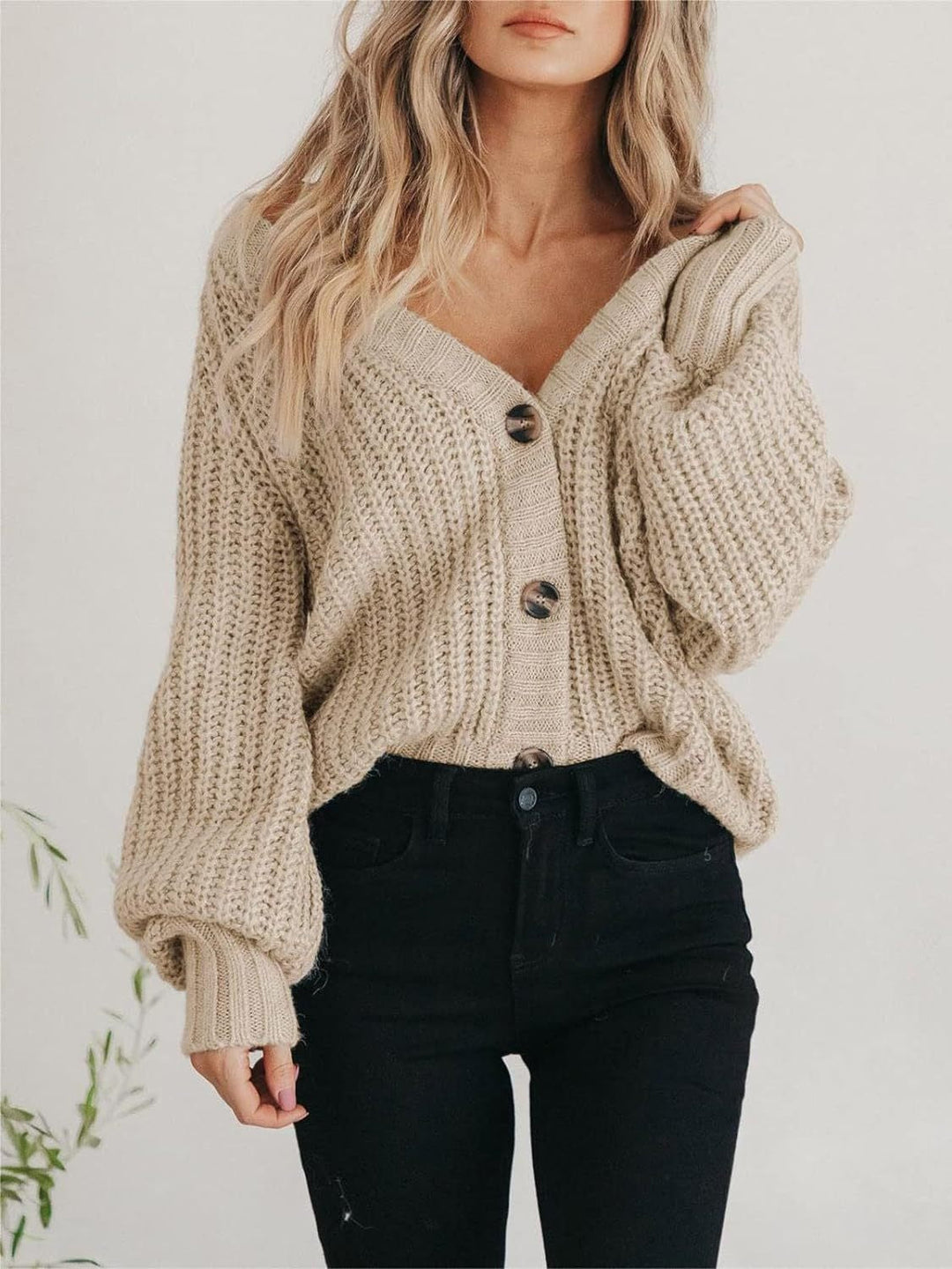 Damen Cardigan mit Knopfleiste und langen Ärmeln aus Polyester 6