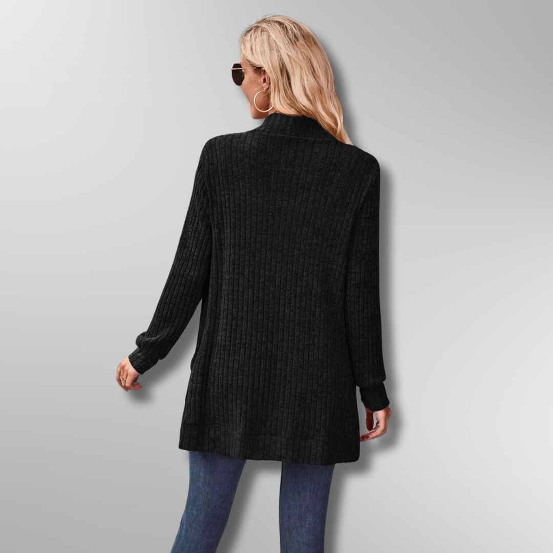 Damen Cardigan mit Rippstrick und praktischen Taschen 1