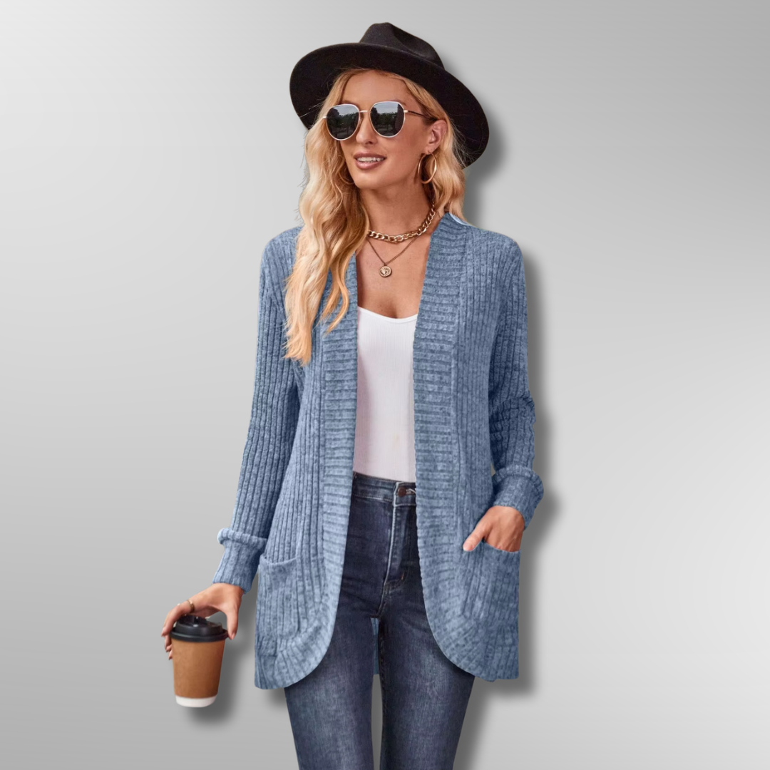 Damen Cardigan mit Rippstrick und praktischen Taschen 5