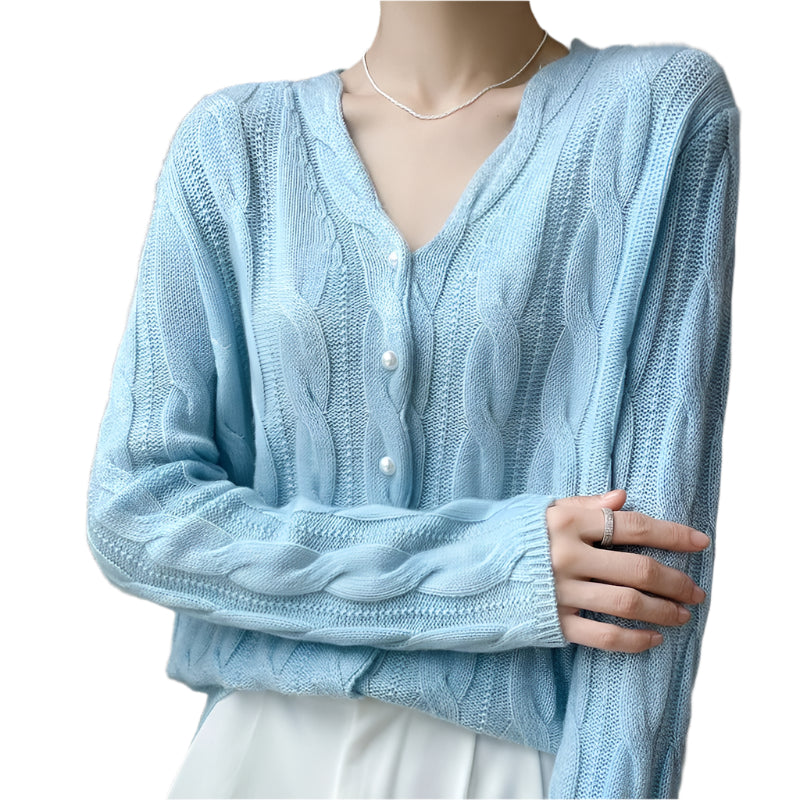 Damen Cardigan mit niedlichem Muster aus Wolle 0