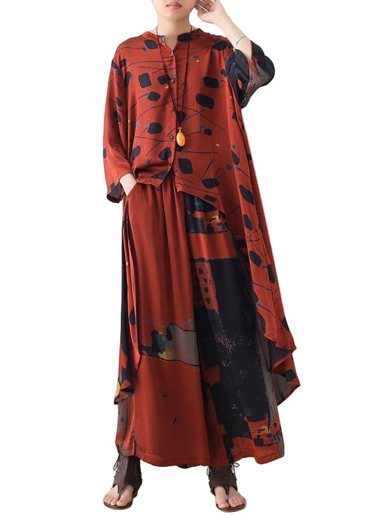 Damen Chiffon-Mischbluse mit Stehkragen und langem Schnitt 0