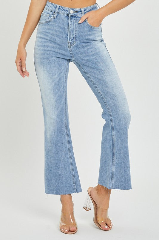 Damen Crop Flare Hose mit hohem Bund aus leichtem Denim 1