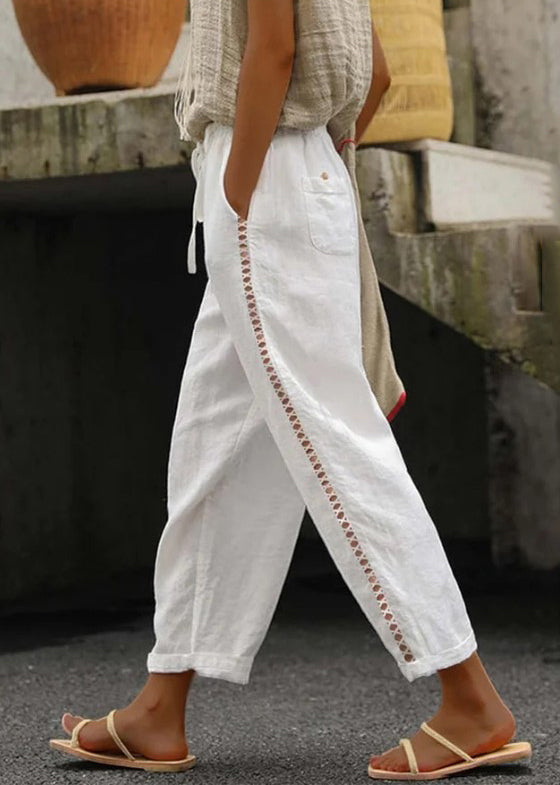 Damen Crop Hose mit elastischem Bund 0