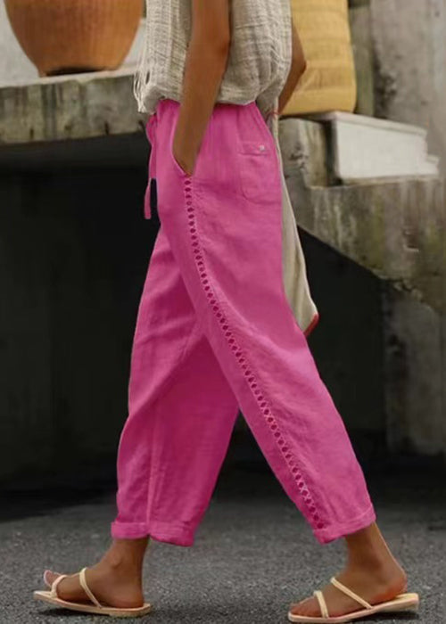 Damen Crop Hose mit elastischem Bund 3