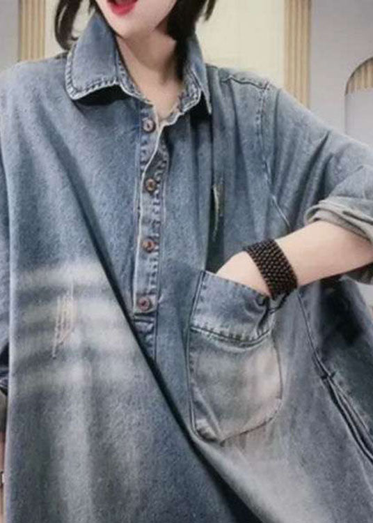 Damen Denim-Partykleid mit Peter Pan Kragen 3