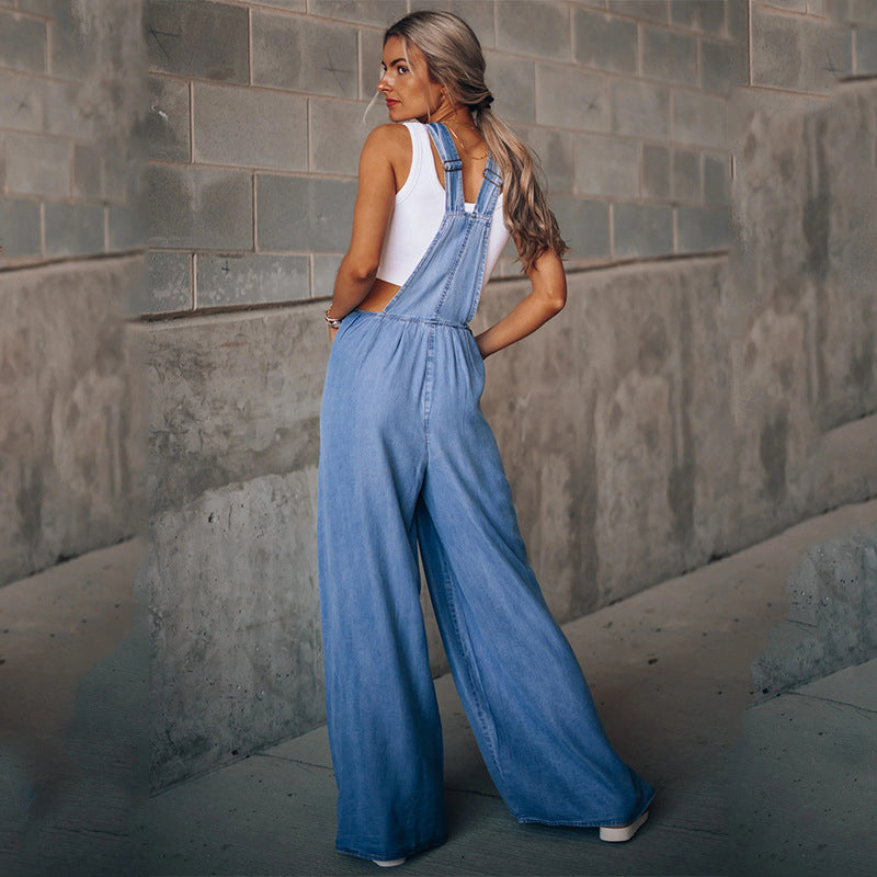 Damen Denim Jumpsuit Stilvolles Design Bequem 2