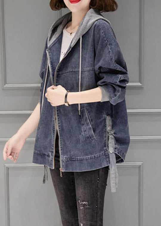 Damen Denim Mantel mit Kapuze im Vintage-Stil 4