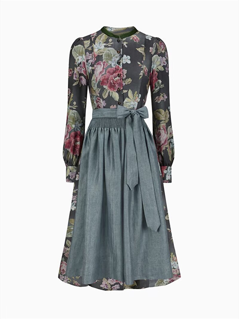 Damen Dirndlkleid Vintage mit Blumenmuster 4