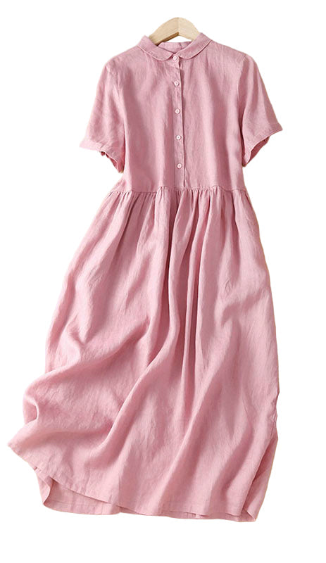 Damen Festliches Kleid mit Peter-Pan-Kragen und Kurzen Ärmeln 0