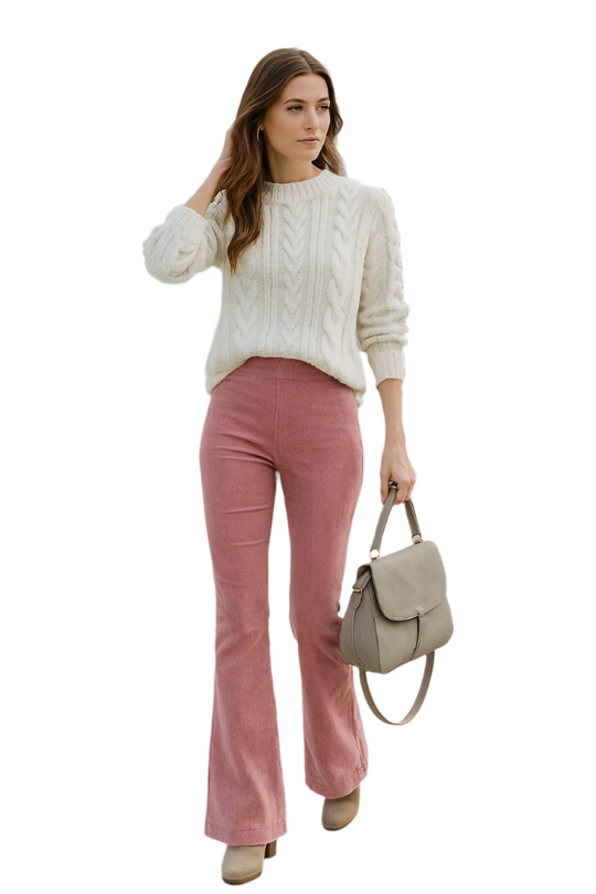Damen Flared Hose Hohe Taille Stoffhose für Trendigen Look 0