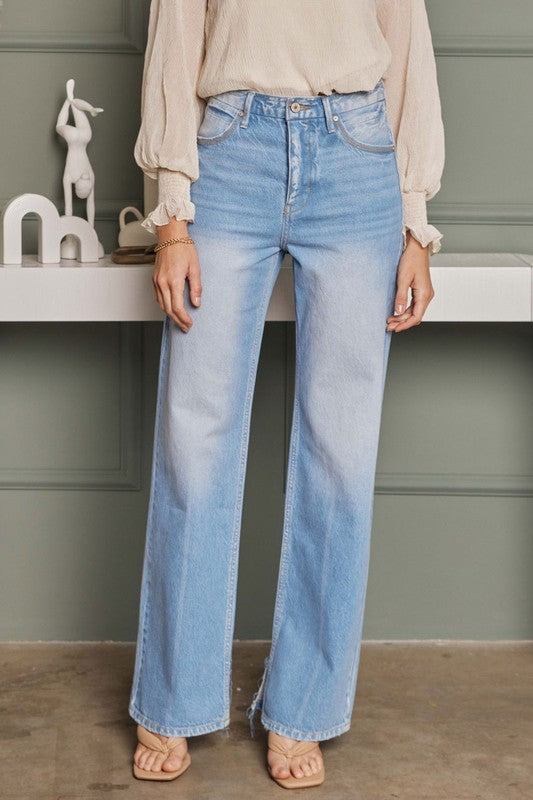Damen Flared Jeans im 90er Stil mit hohem Bund aus leichtem Denim 2