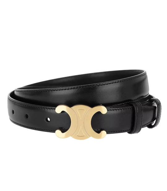 Damen Gürtel Verstellbar Leder Mit Goldakzent 1