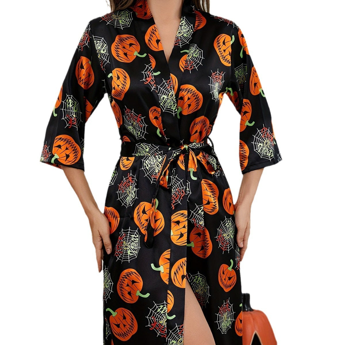 Damen Halloween Kostüm Robe mit Kürbis-Muster 5