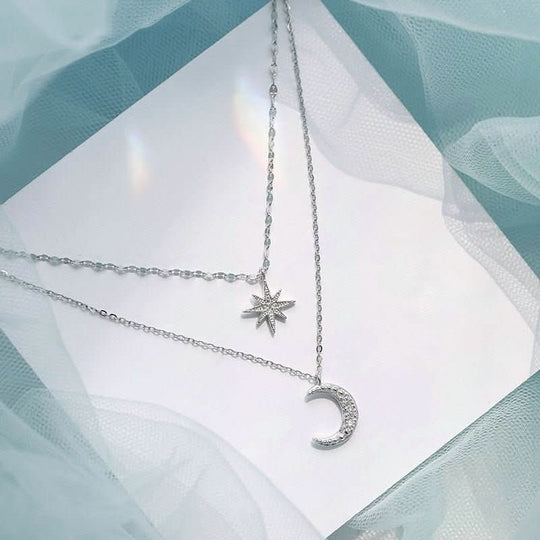 Damen Halskette Doppelmond Romantisch Design für besondere Anlässe 2