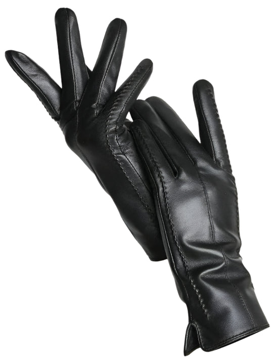 Damen Handschuhe Winter Kunstleder Warm Elegant 0