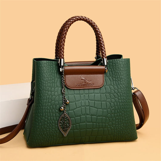 Damen Handtasche Stilvoll mit Drei Fächern und Verstellbarem Schultergurt 6