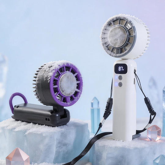 Damen Handventilator Modernes Design mit LED-Anzeige und USB-Ladefunktion 1