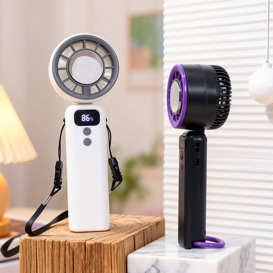 Damen Handventilator Modernes Design mit LED-Anzeige und USB-Ladefunktion 5