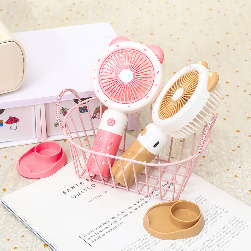 Damen Handventilator Tierdesign Tragbar USB Leise für Innen und Außen 4