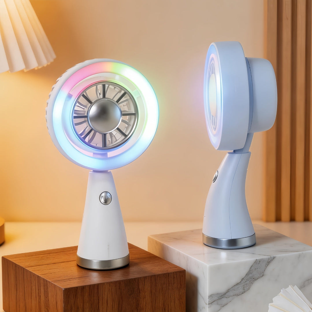 Damen Handventilator Tragbar mit RGB-Beleuchtung und Ergonomischem Design 1