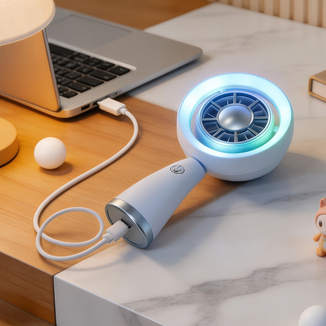 Damen Handventilator Tragbar mit RGB-Beleuchtung und Ergonomischem Design 2