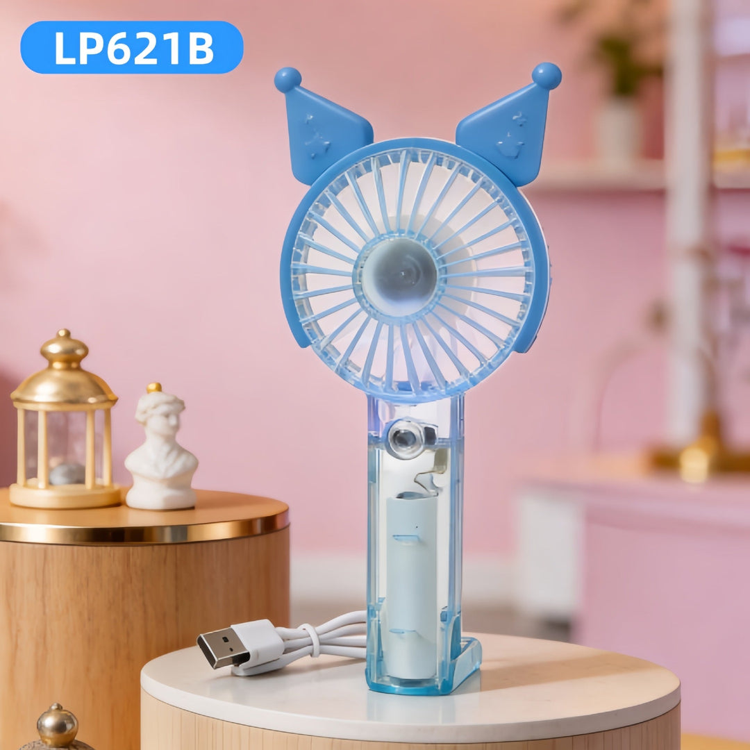 Damen Handventilator Tragbar mit Sprühfunktion und LED-Beleuchtung 0