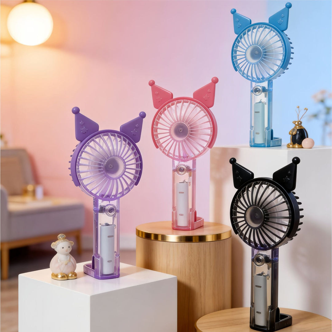 Damen Handventilator Tragbar mit Sprühfunktion und LED-Beleuchtung 3