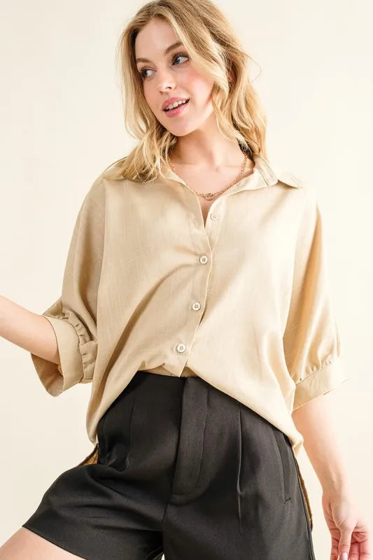 Damen Hemd Oversized Leinen Mit Knopfleiste 1