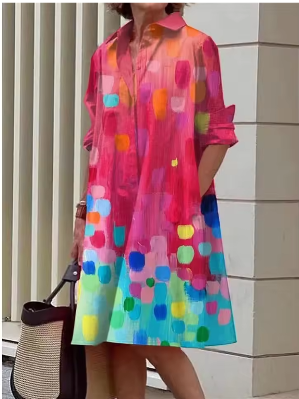 Damen Hemdkleid Lässig Polyester Atmungsaktiv für Sommer und Freizeit 9