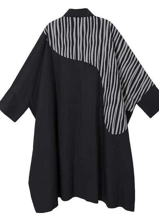 Damen Hemdkleid mit langen Fledermausärmeln im Patchwork-Stil 2