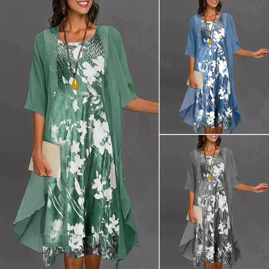 Damen Herbstkleid mit Elastischer Taille 1