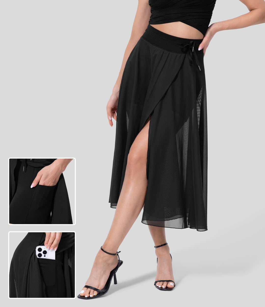 Damen Hochtaillierte 2-in-1 Rock Elegant 13