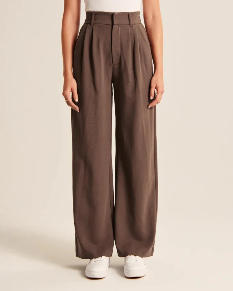 Damen Hochtaillierte Hose mit Weiten Beinen aus Woven Stoff 10