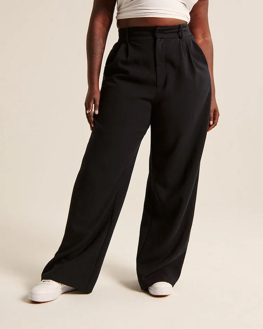 Damen Hochtaillierte Hose mit Weiten Beinen aus Woven Stoff 2