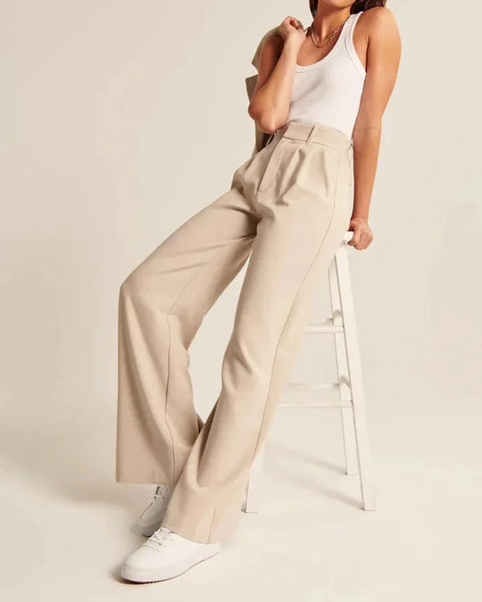 Damen Hochtaillierte Hose mit Weiten Beinen aus Woven Stoff 7