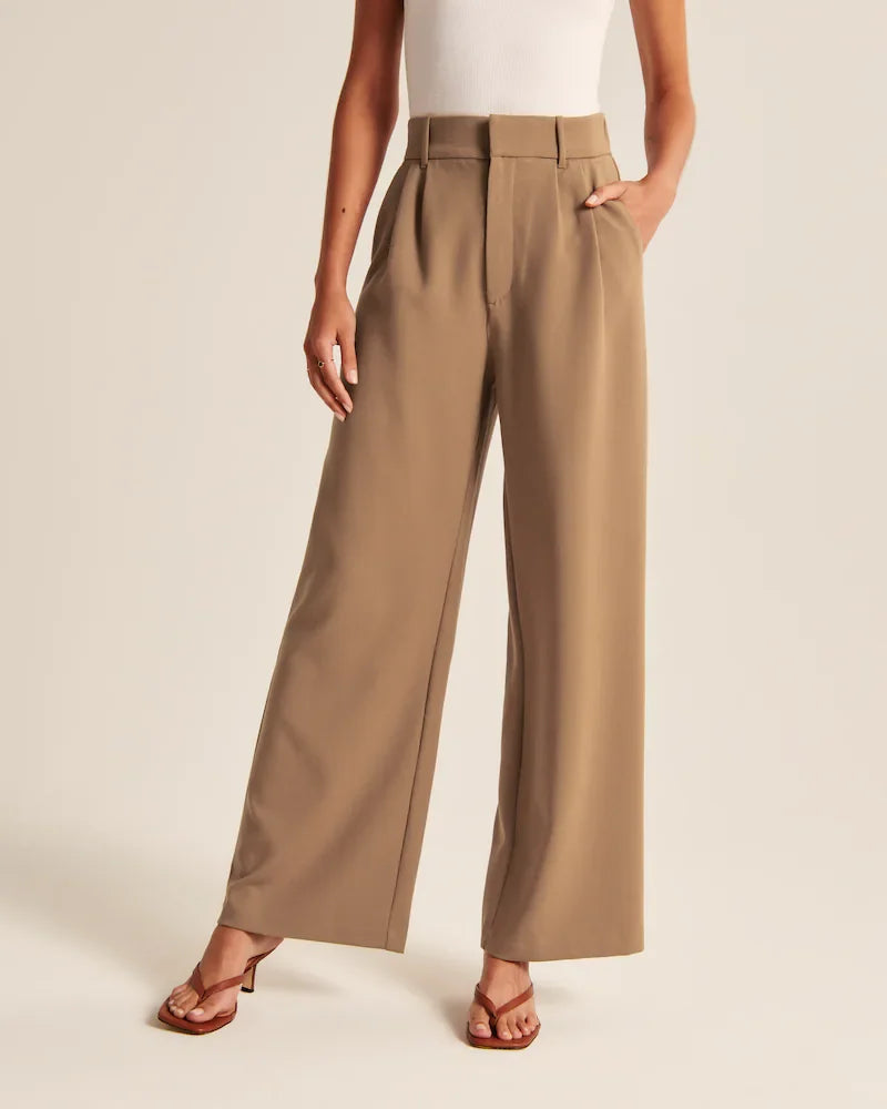 Damen Hochtaillierte Hose mit Weiten Beinen aus Woven Stoff 9