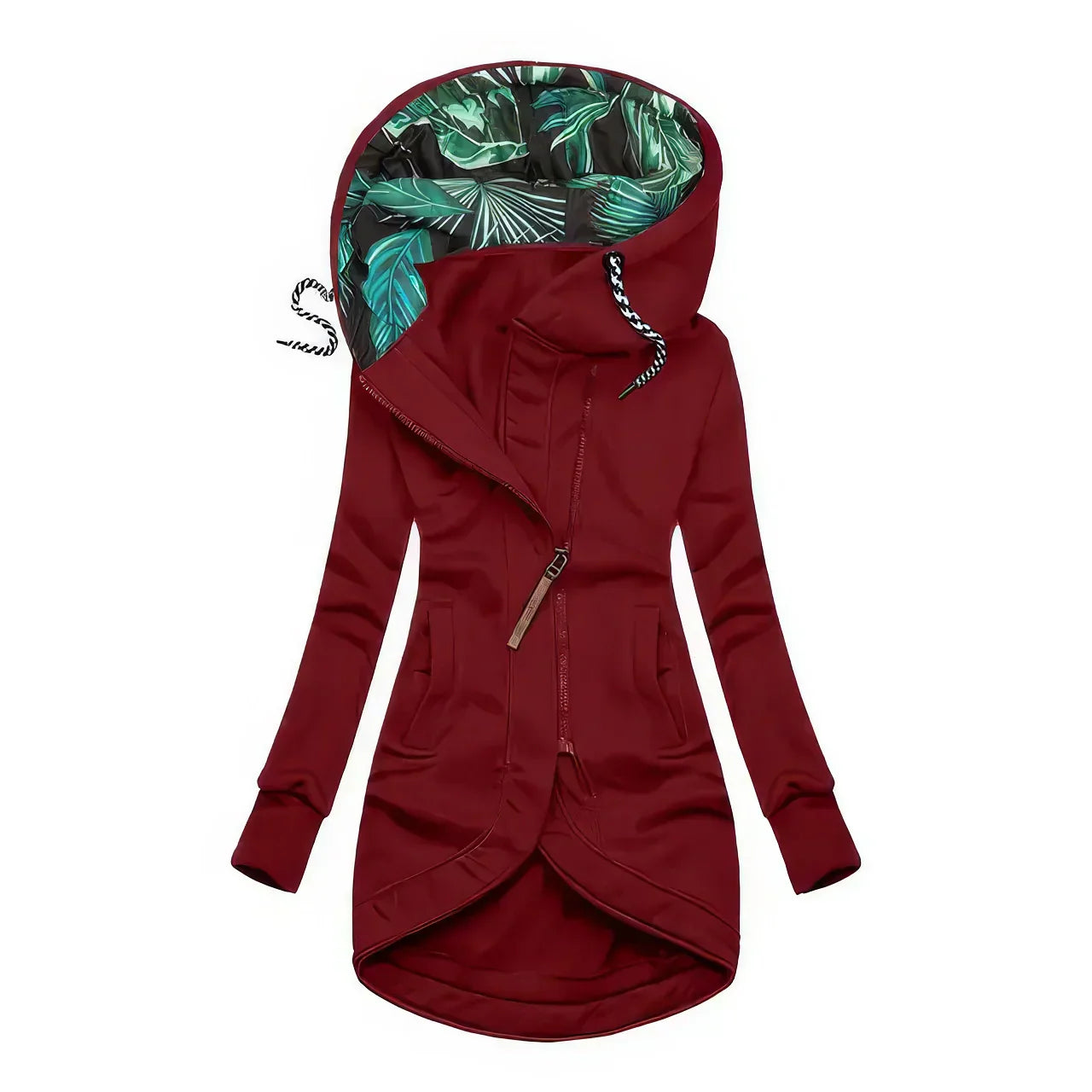 Damen Hoodie Wasserabweisend Tropenmuster Enganliegend 4