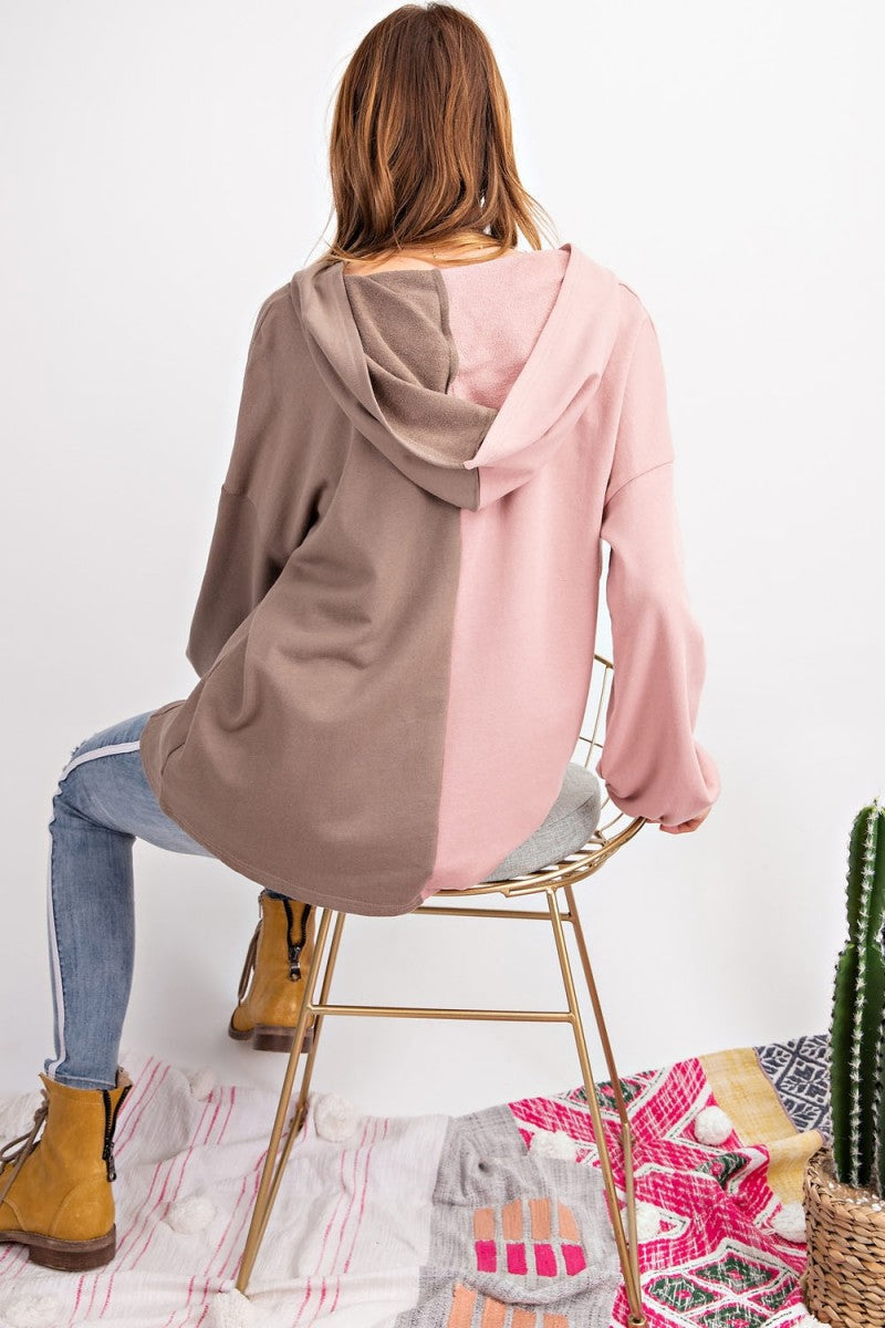 Damen Hoodie mit Farbblock und Seitentaschen aus Terry-Strick 3