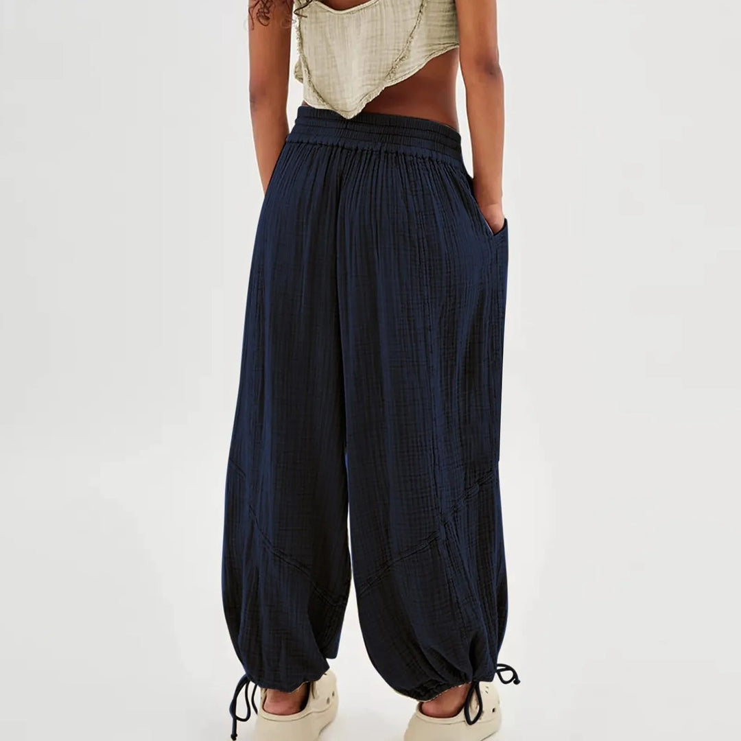 Damen Hose Weit Mit Kordelzug Aus Leichtem Material 2