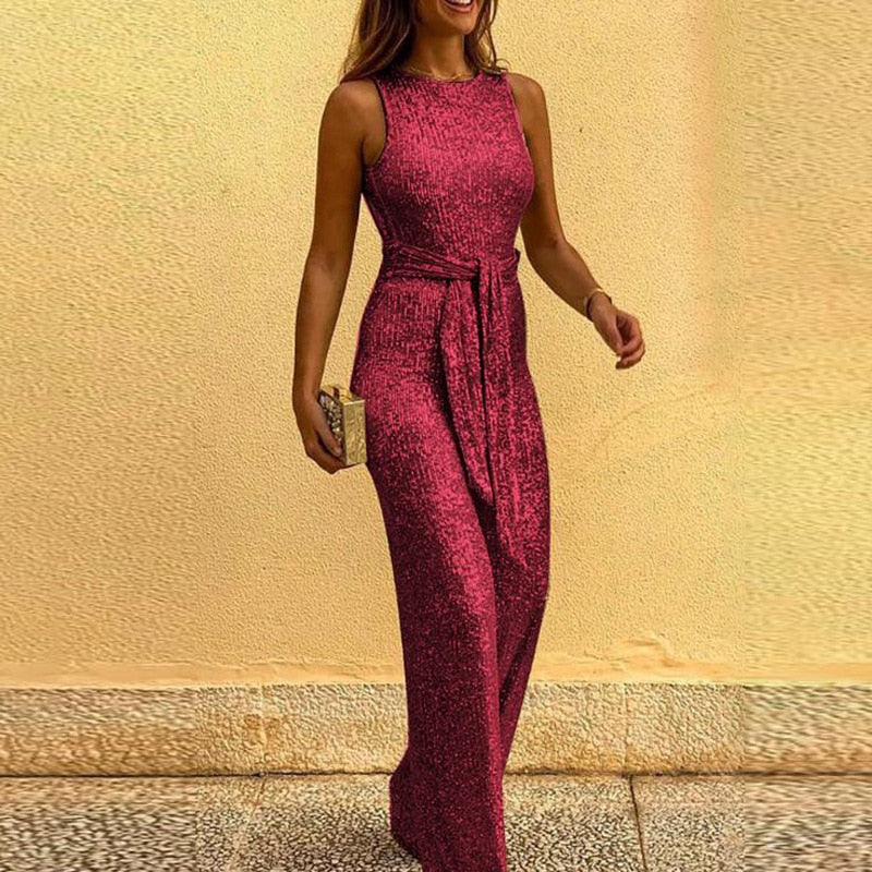 Damen Jumpsuit Festlich Mit Offenen Schultern Glitzerstoff 5