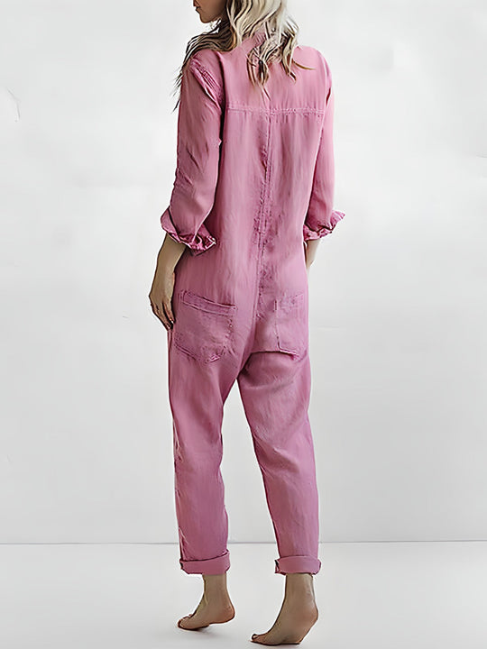 Damen Jumpsuit Getailleert Elegante Polyester 3