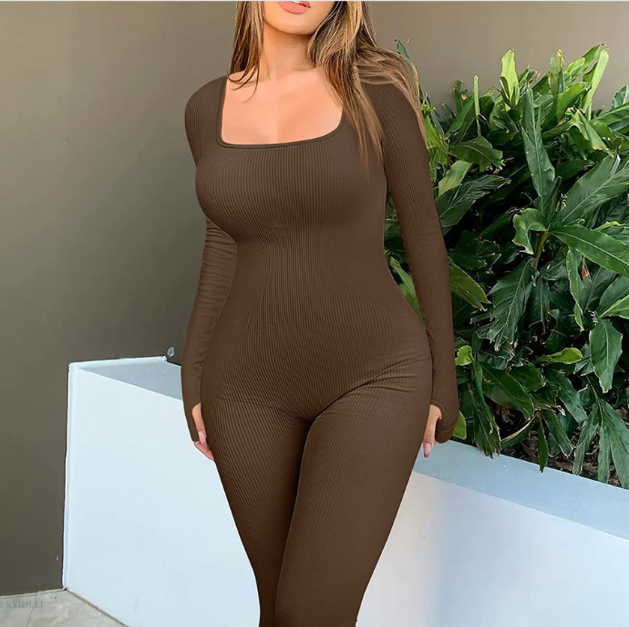 Damen Jumpsuit Sommer Sportlich Polyester mit Quadrat-Ausschnitt 6