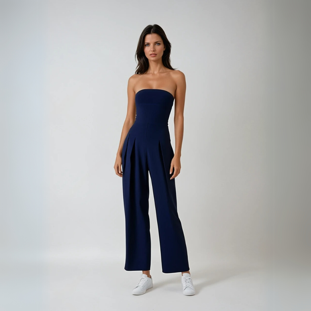 Damen Jumpsuit Strapless Fließend Weit 1