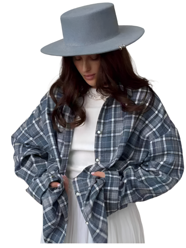 Damen Karo Hemdbluse Oversized Baumwolle 0