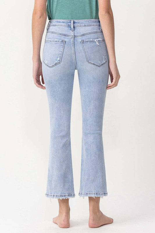 Damen Kick Flare Jeans Hohe Taille Denim 4