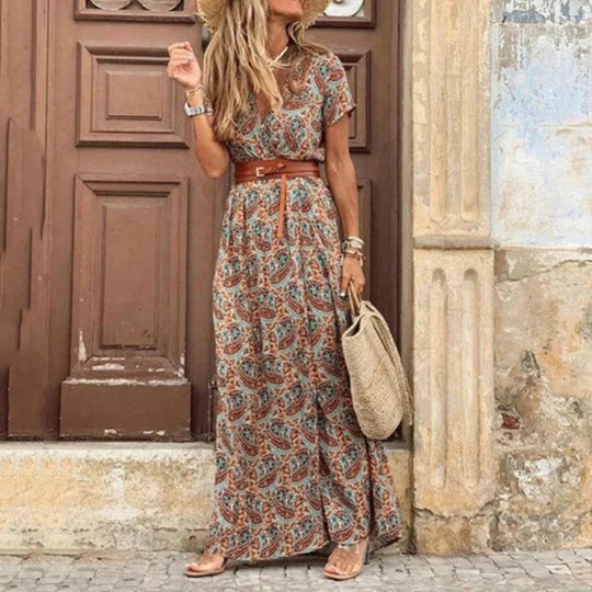 Damen Kleid Leicht Atmungsaktive Baumwolle Kurzarm Sommerkleid 1
