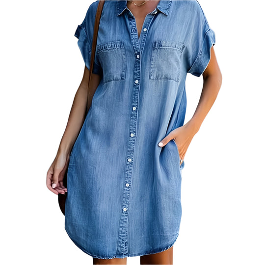 Damen Kleid Modernes Design mit Umgeschlagenem Kragen 0