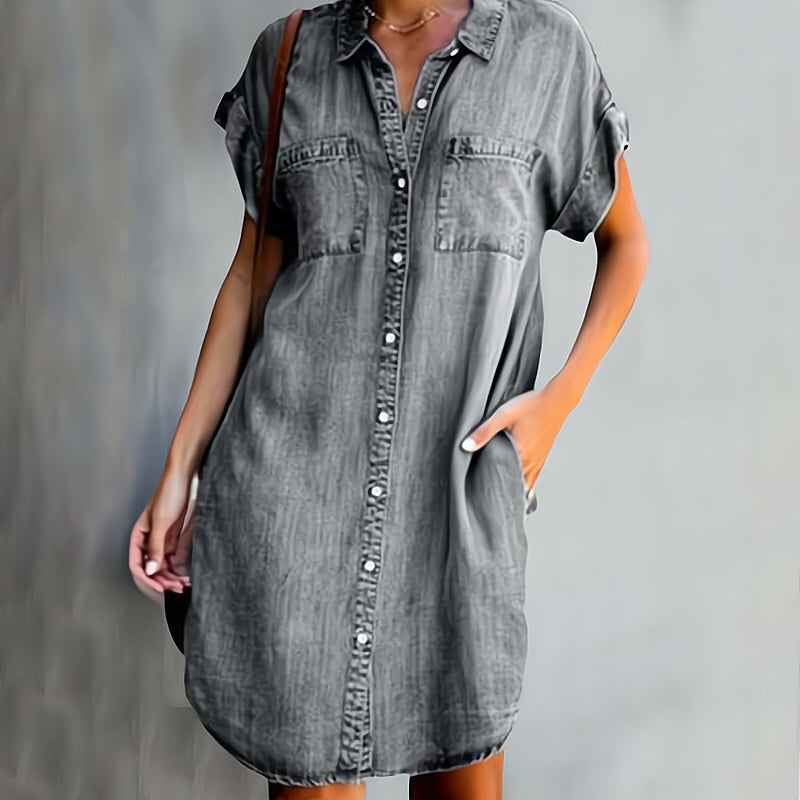 Damen Kleid Modernes Design mit Umgeschlagenem Kragen 1